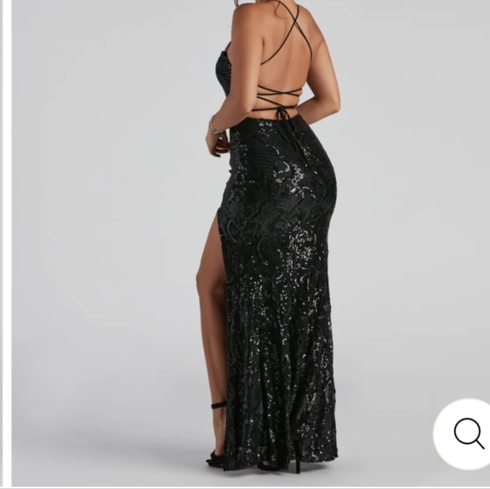 Azalea Formal High Slit Sequin Prom Dress HTF 🔵 & black - Picture 2 of 14